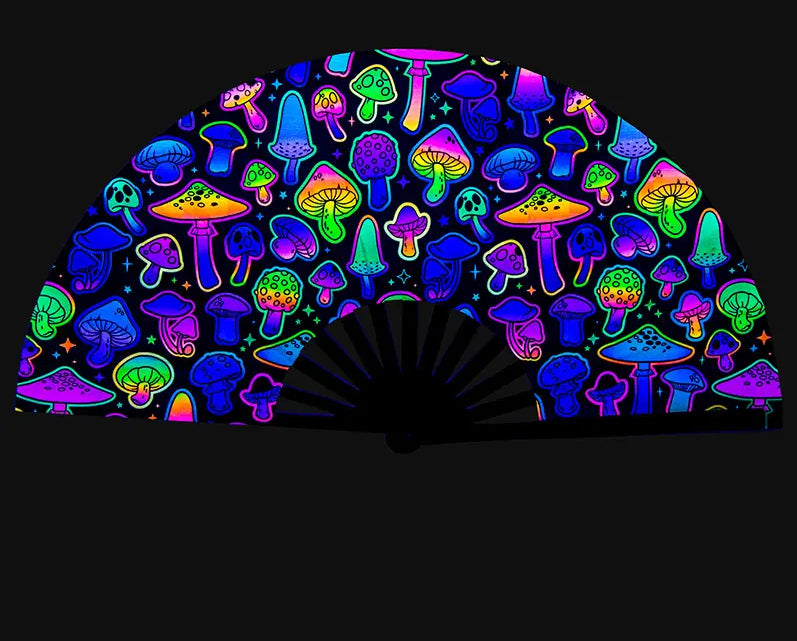 Mushroom Folding Clack Bamboo Hand Held- UV