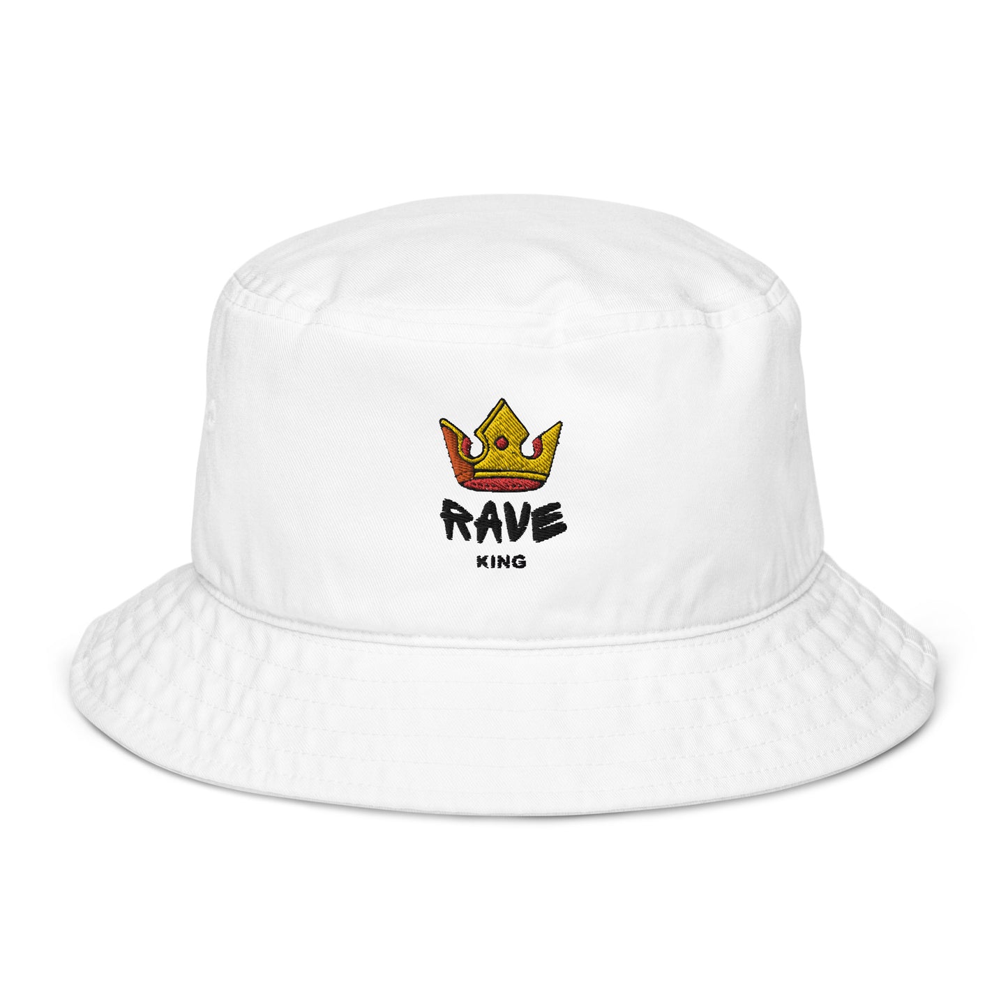 Rave King Logo- Organic Bucket Hat (White)